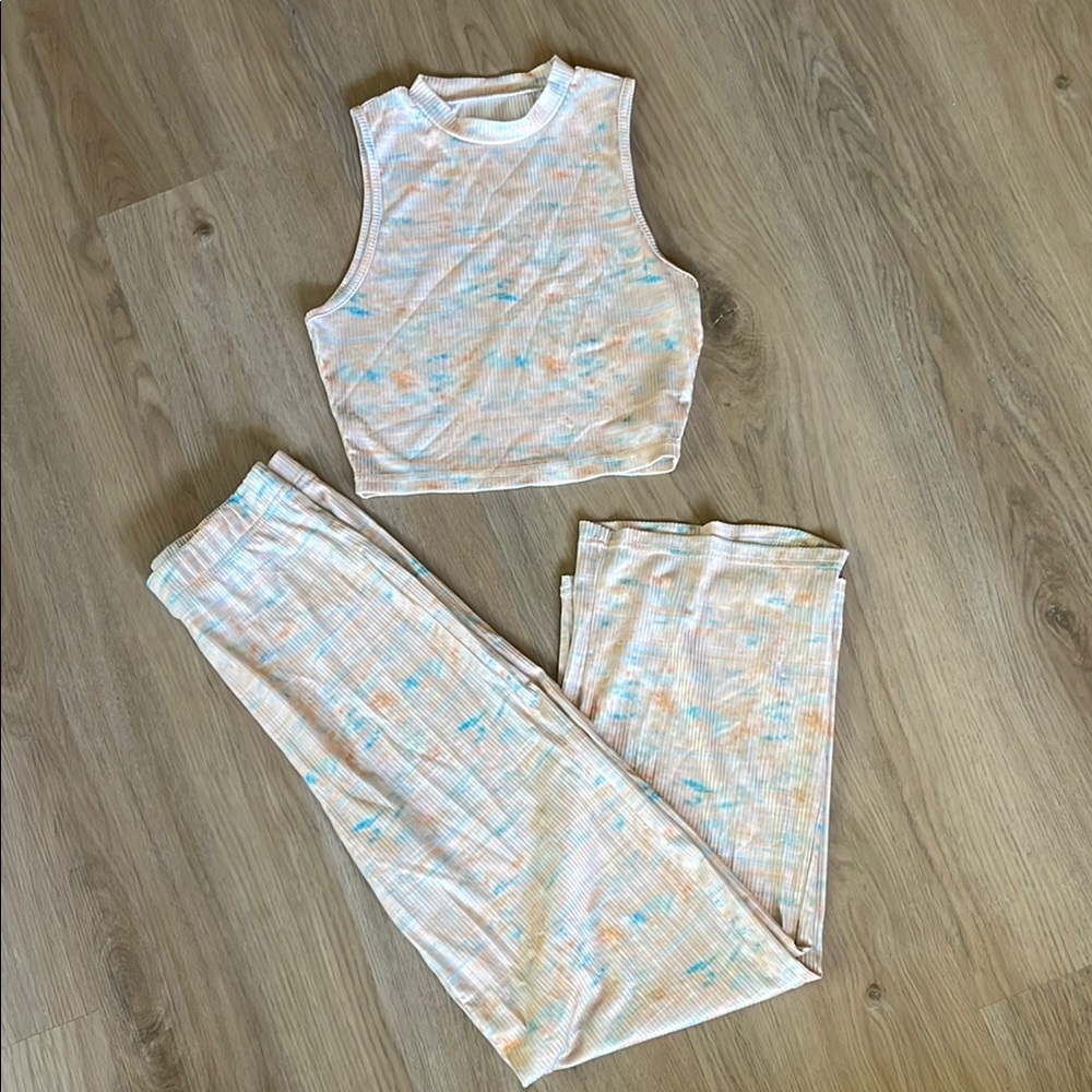 Stylish Women's Cream and Blue Jumpsuit Set